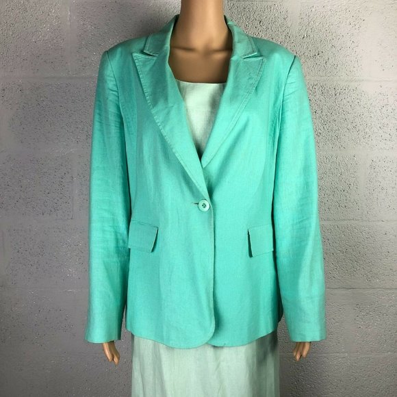 Chadwicks of Boston Women's Teal Suit Dress Style 60443SEAGL Size 16 Balzer sz14 - Picture 2 of 12